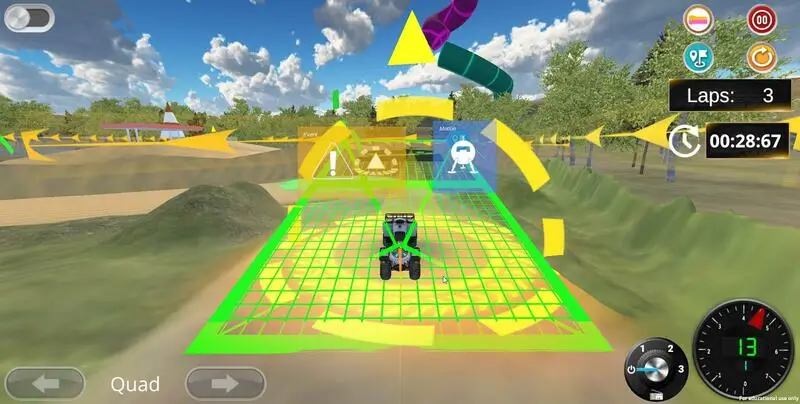 Cobot robot companion riding a car in neon-lit open world environment