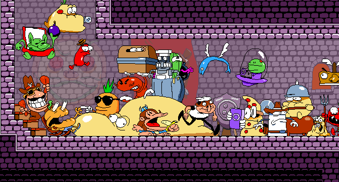 Screenshot of retro-inspired platformer Pizza Tower with comic effects