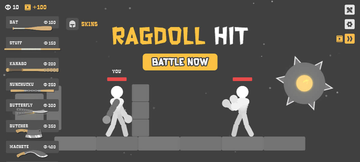 Ragdoll Hit gameplay screen