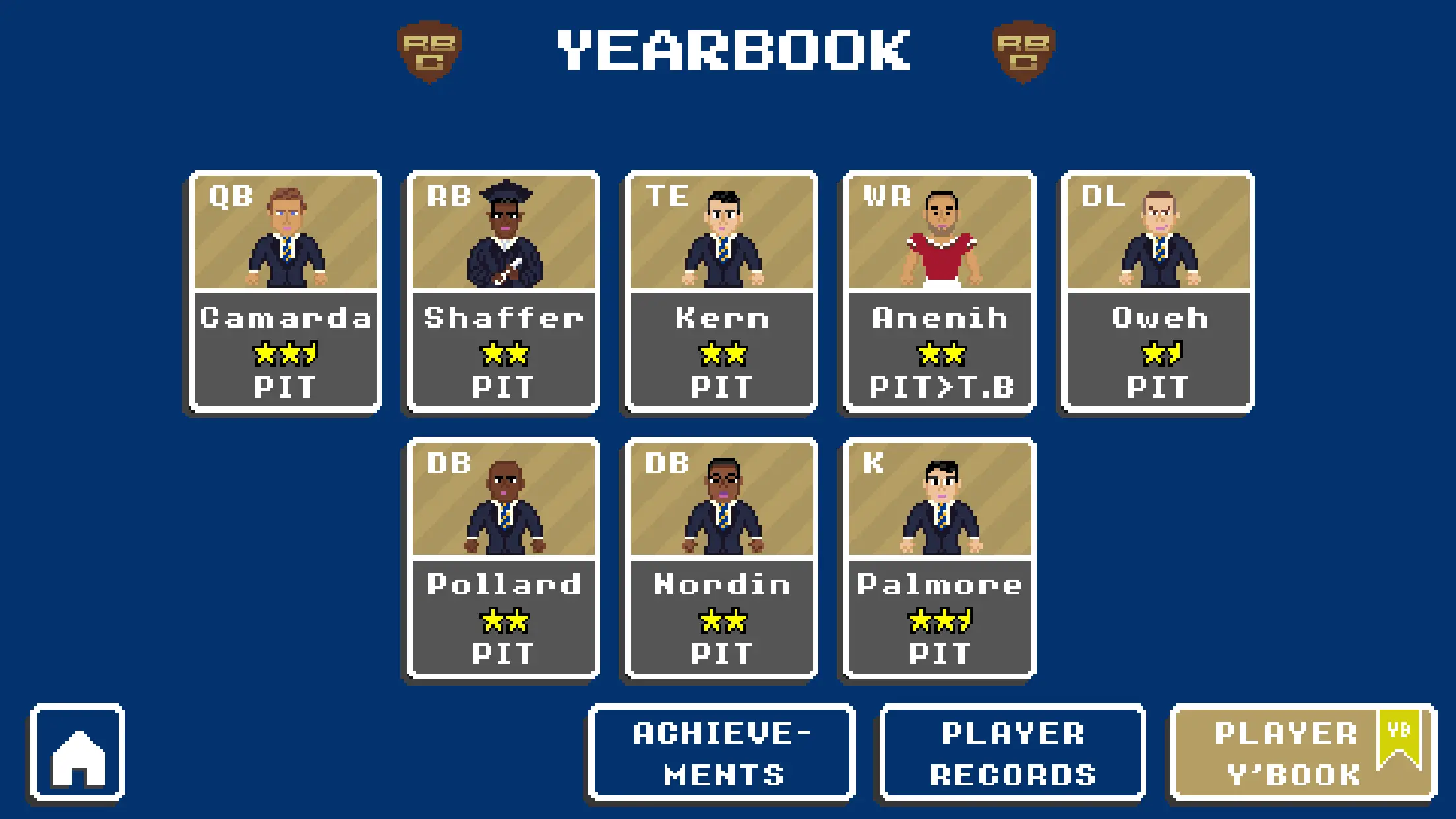 Best starter teams selection screen in Retro Bowl College