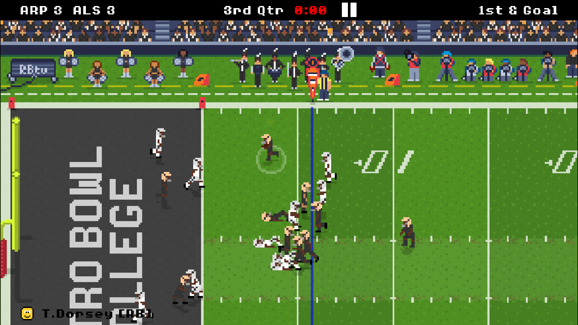 retro bowl college gameplay screen