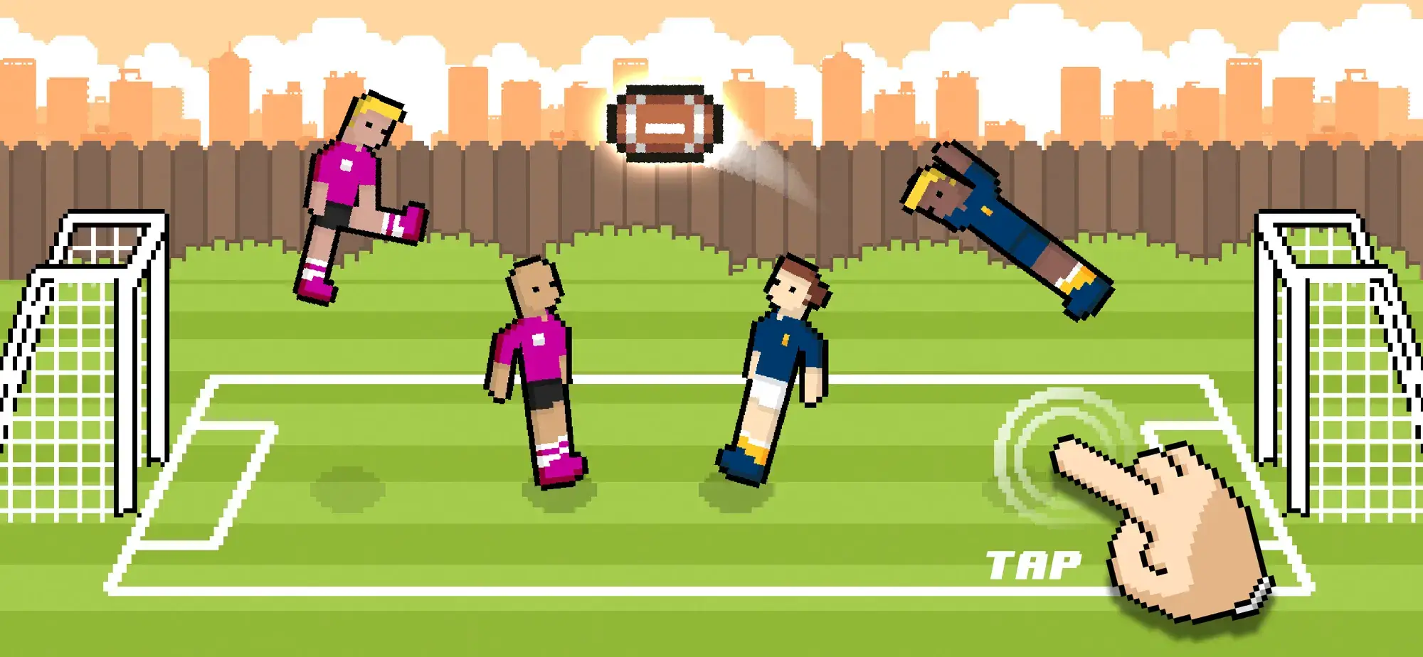 Soccer Random snow field match with pixel art characters