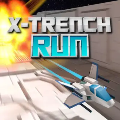 X Trench Run starfighter flying through space trench with laser obstacles