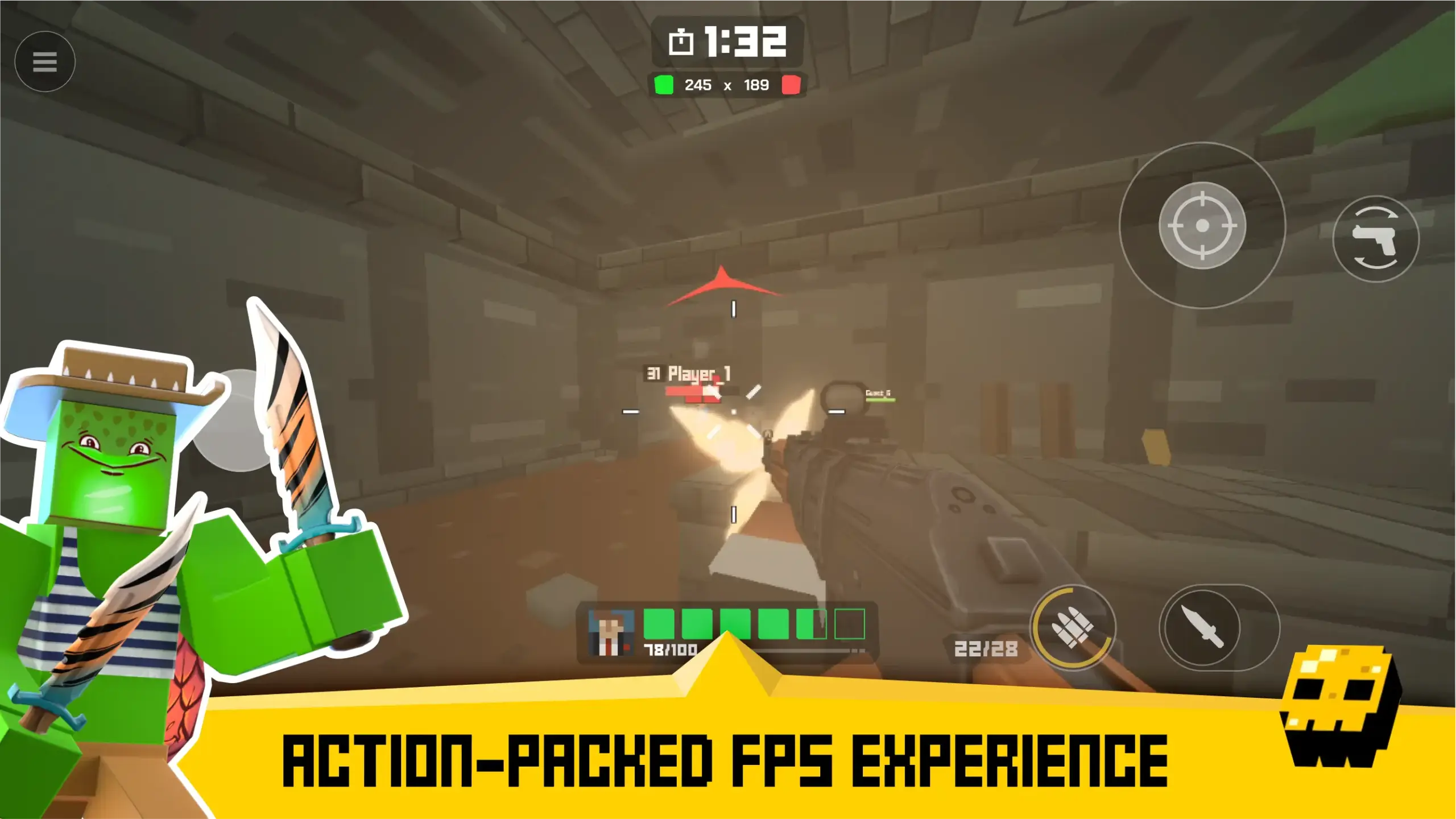 Action-packed first-person shooter experience in Krunker.io Unblocked, with a player engaging in combat
