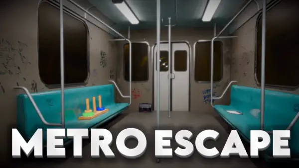 A first-person view of a mysterious and empty metro station, the main setting for the Metro Escape game