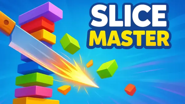 Slice Master game cover featuring a sharp knife slicing through objects