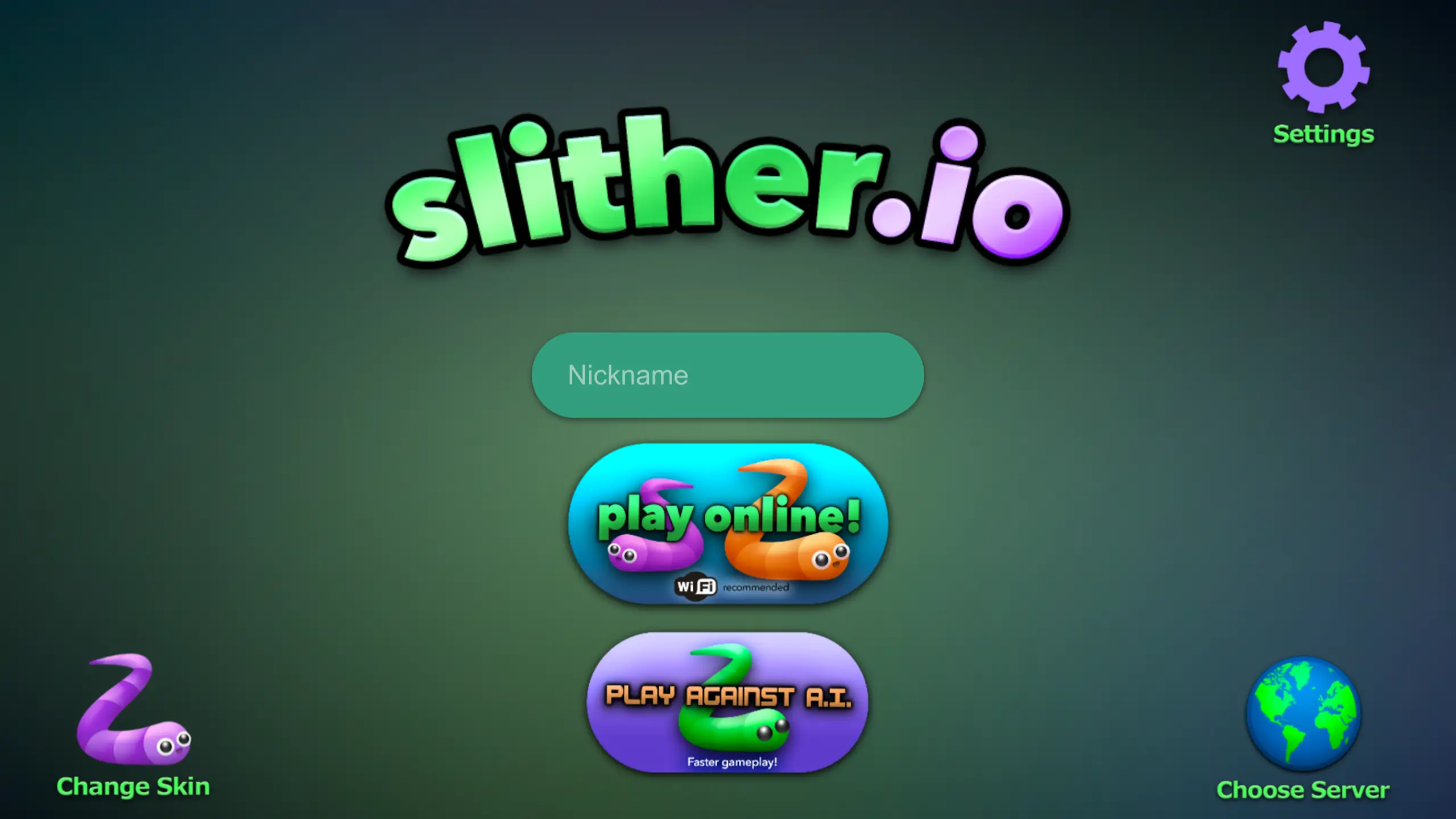 Slither.io game home screen input