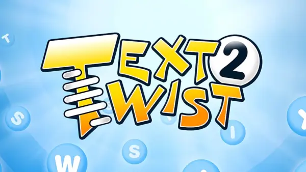 game cover include Text Twist 2 logo and blue background with random and float letters