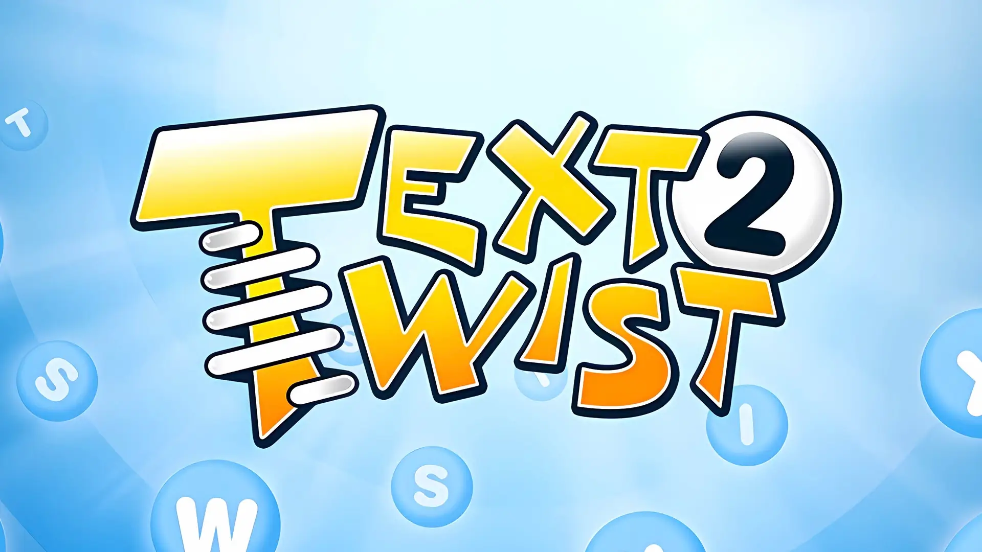 game cover include Text Twist 2 logo and blue background with random and float letters