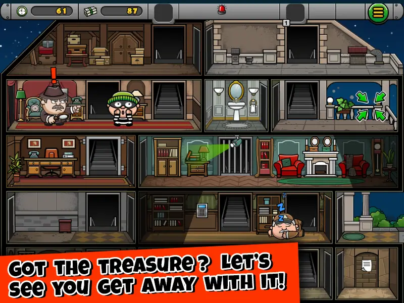 Casino level in Bob the Robber 5 filled with guards and cameras