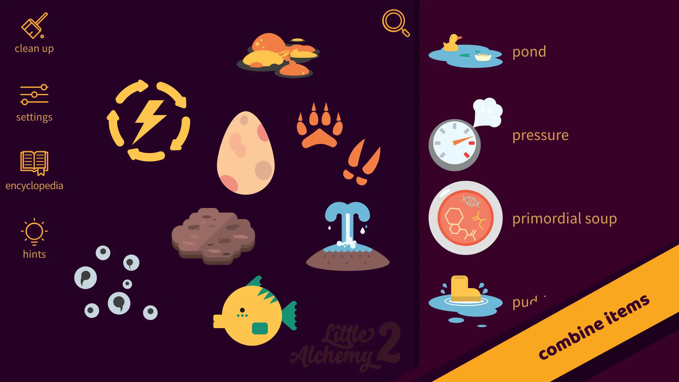 Gameplay screenshot of combining elements in Little Alchemy 2