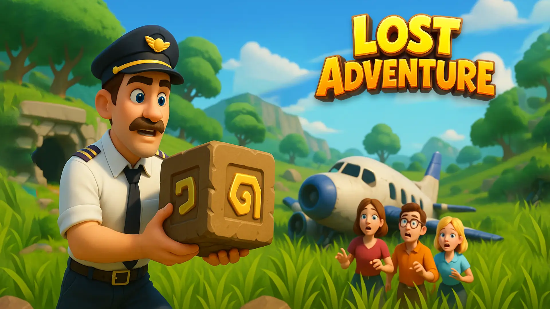 Lost Adventure screenshot featuring the player solving an environmental puzzle in ancient ruins.