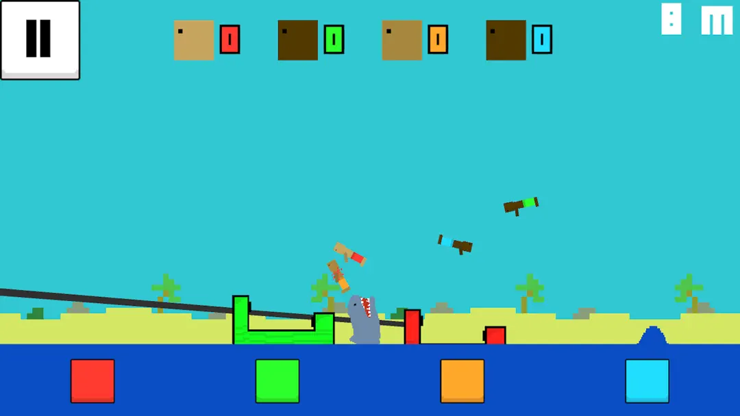Four players colliding on a tube in chaotic Tube Jumpers gameplay