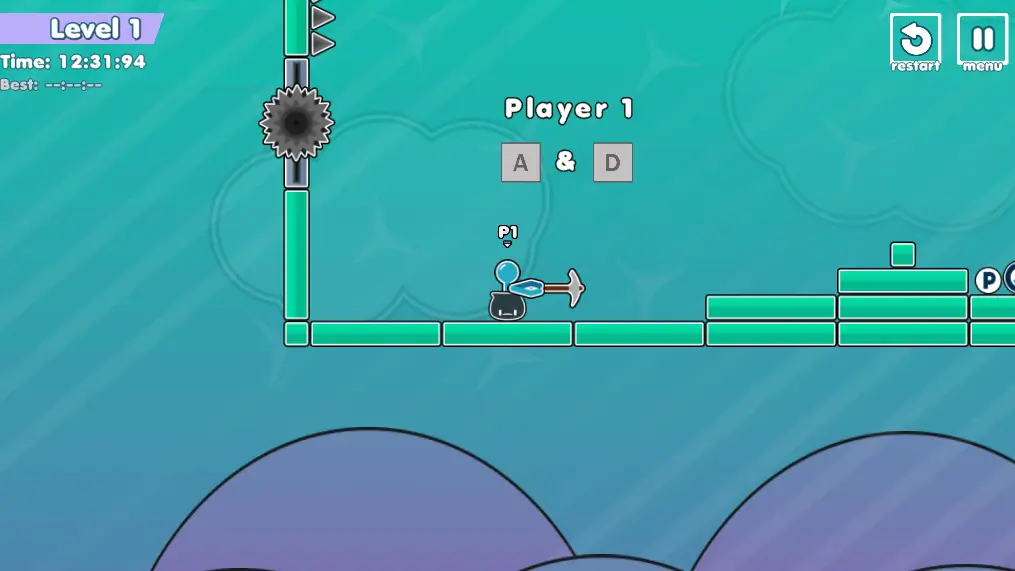 Screenshot shows control button in Stickman Climb 2