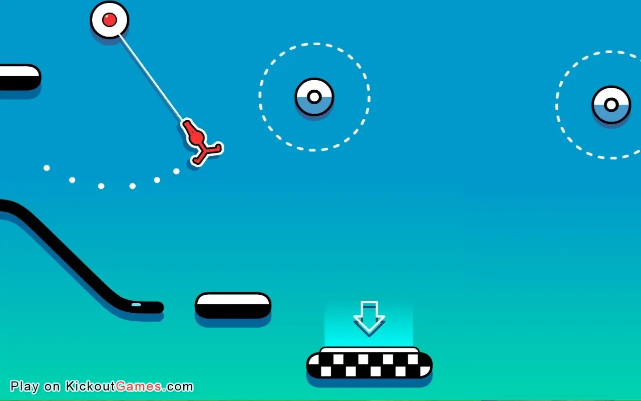 Stickman Hook screenshot showing players swinging and jumping across obstacles