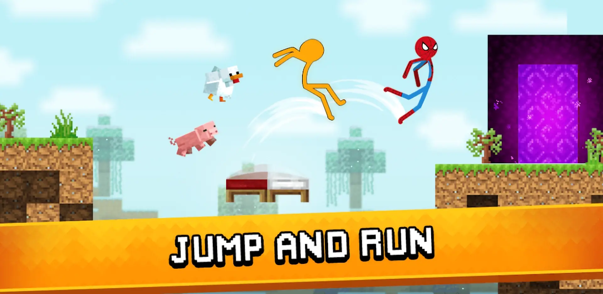 Stickman Parkour 3 gameplay showing stickman jumping and running across platforms