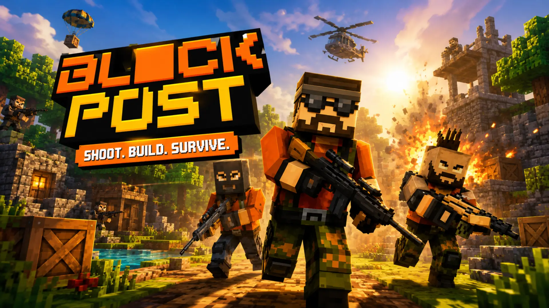 Blockpost multiplayer team match in a destroyed city environment
