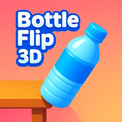 A plastic bottle in mid-flip, perfectly arcing towards a platform in the Bottle Flip game.