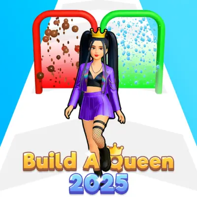 A beautifully styled character from the Build A Queen game, walking the runway in a stunning outfit.