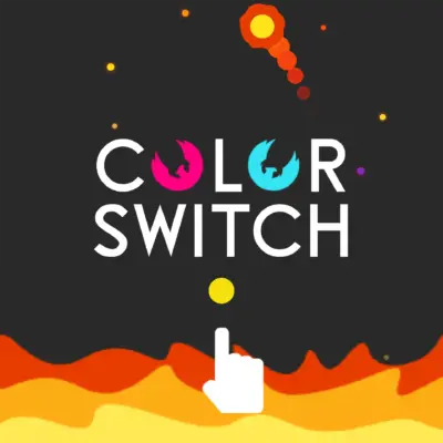 A colorful ball about to pass through the matching color segment of a spinning wheel obstacle in the Color Switch game.