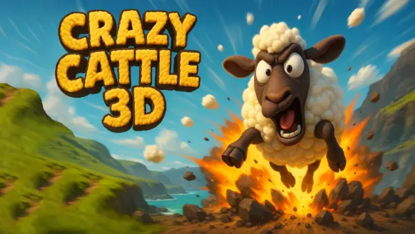 Sheep flying through air after collision in Crazy Cattle 3D