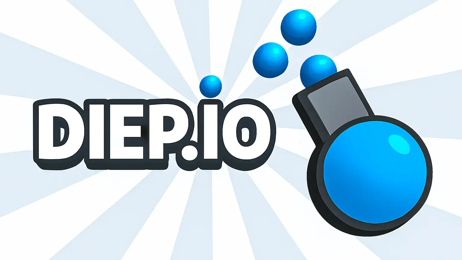 Diep IO logo featuring a blue tank cannon shooting bullets from the .io multiplayer game