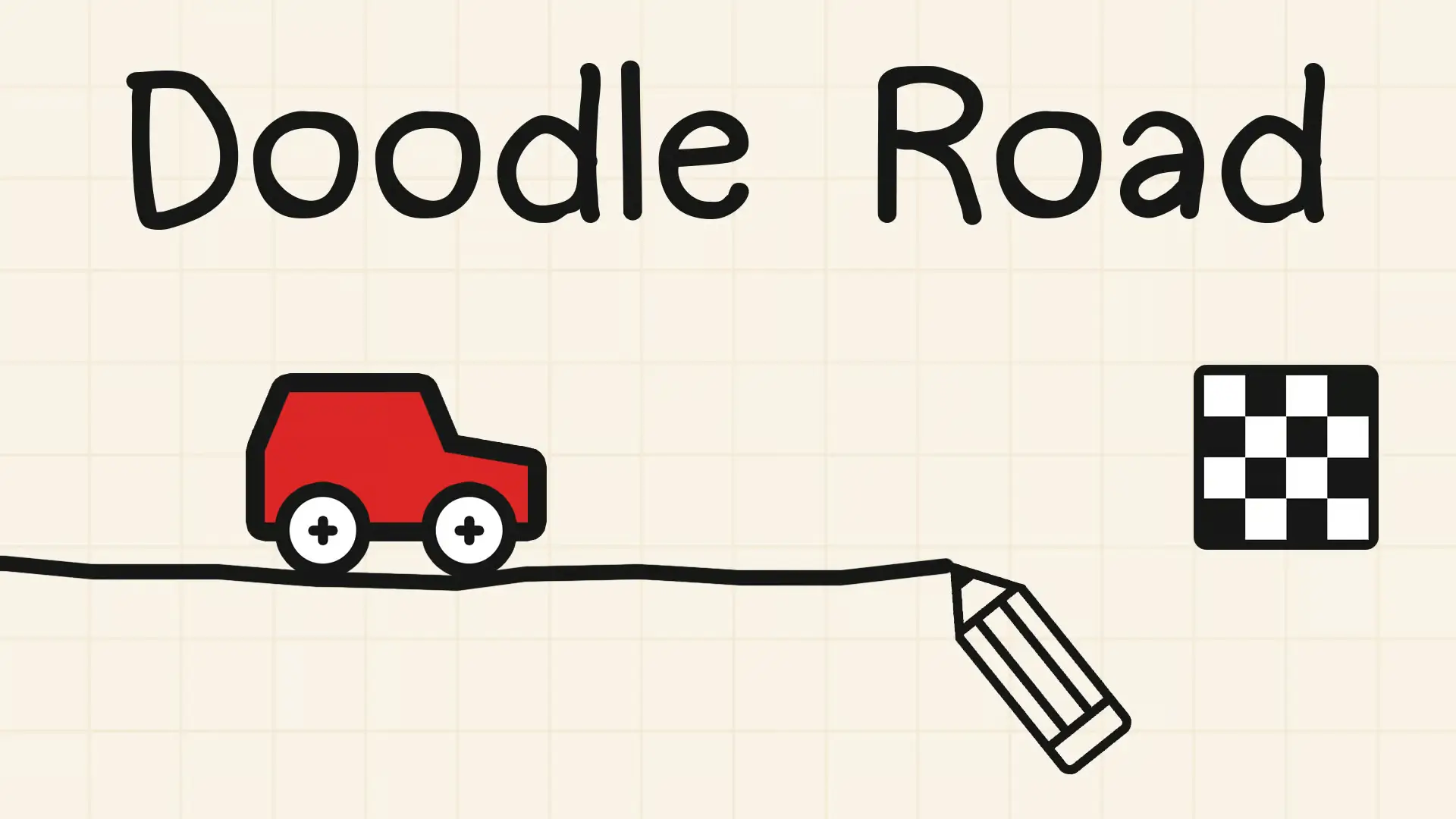 A player drawing a creative path for a car to navigate over an obstacle in the Doodle Road game.