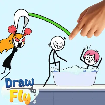 Draw Fly Online game cover showing flying character following drawn path