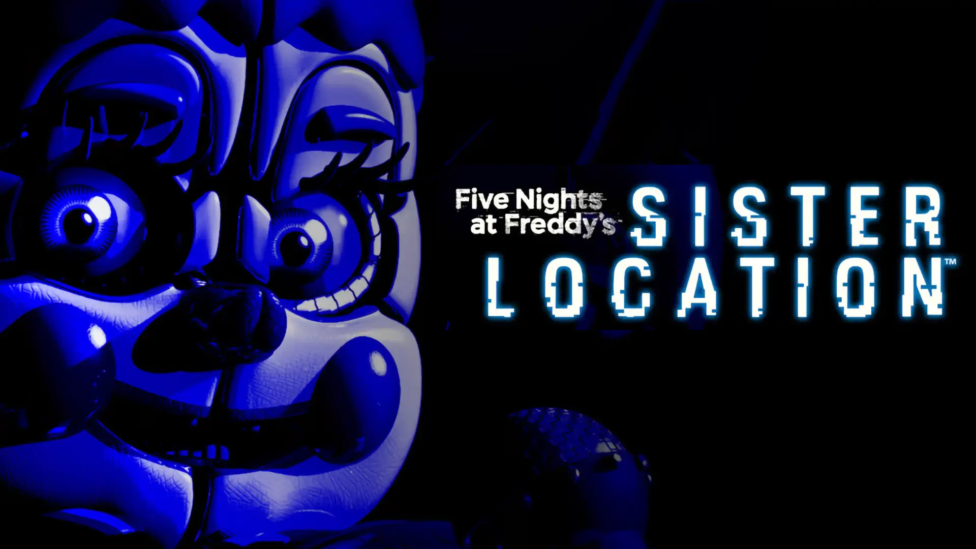A promotional image for Five Nights at Freddy's: Sister Location, featuring the animatronics Circus Baby, Funtime Freddy, Funtime Foxy, and Ballora.