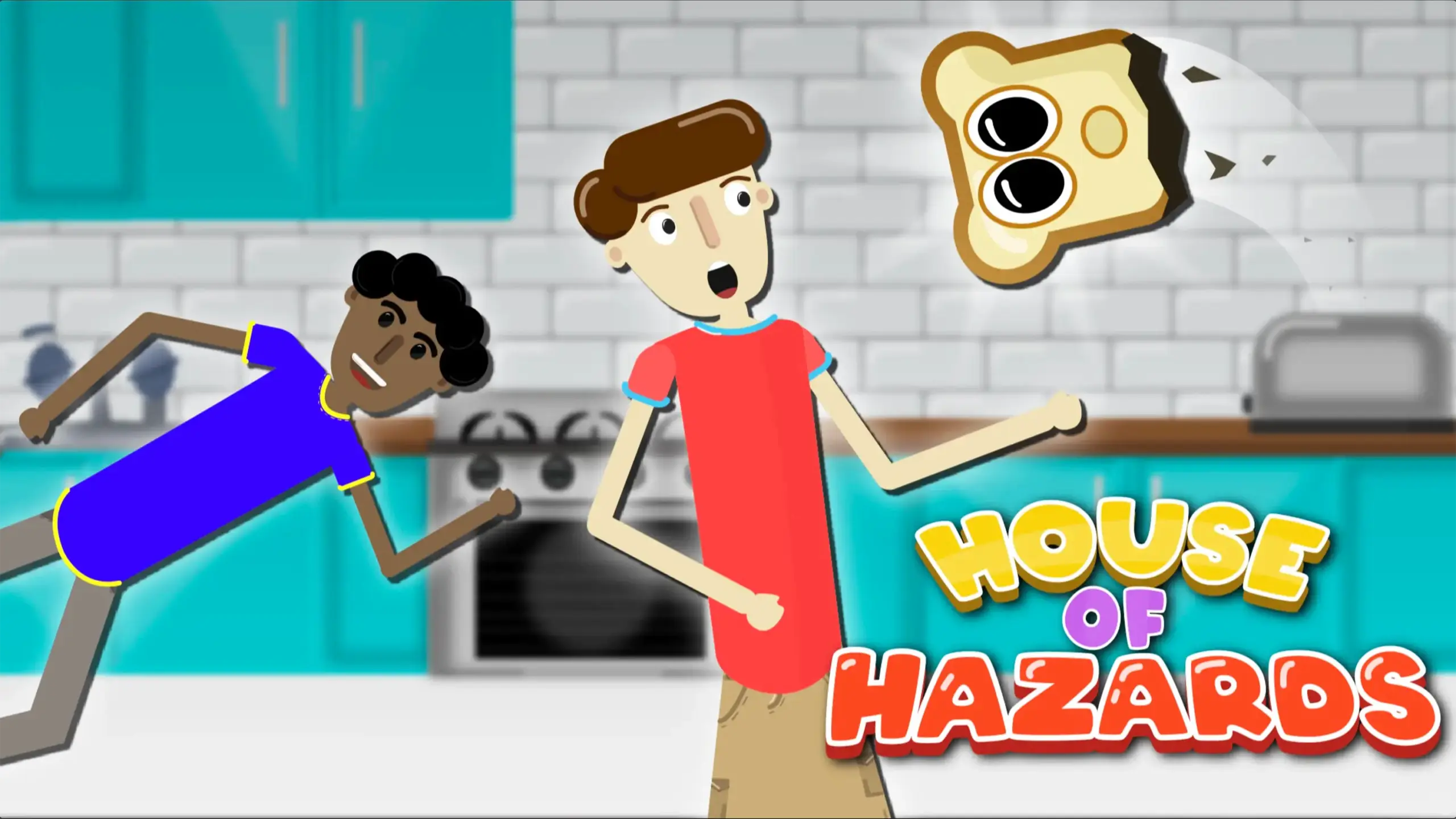 House of Hazards gameplay showing player dodging falling ceiling lamp