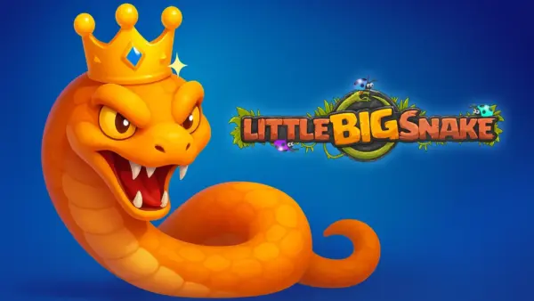 Little Big Snake cover art showing a massive multiplayer snake arena with a cool game title logo
