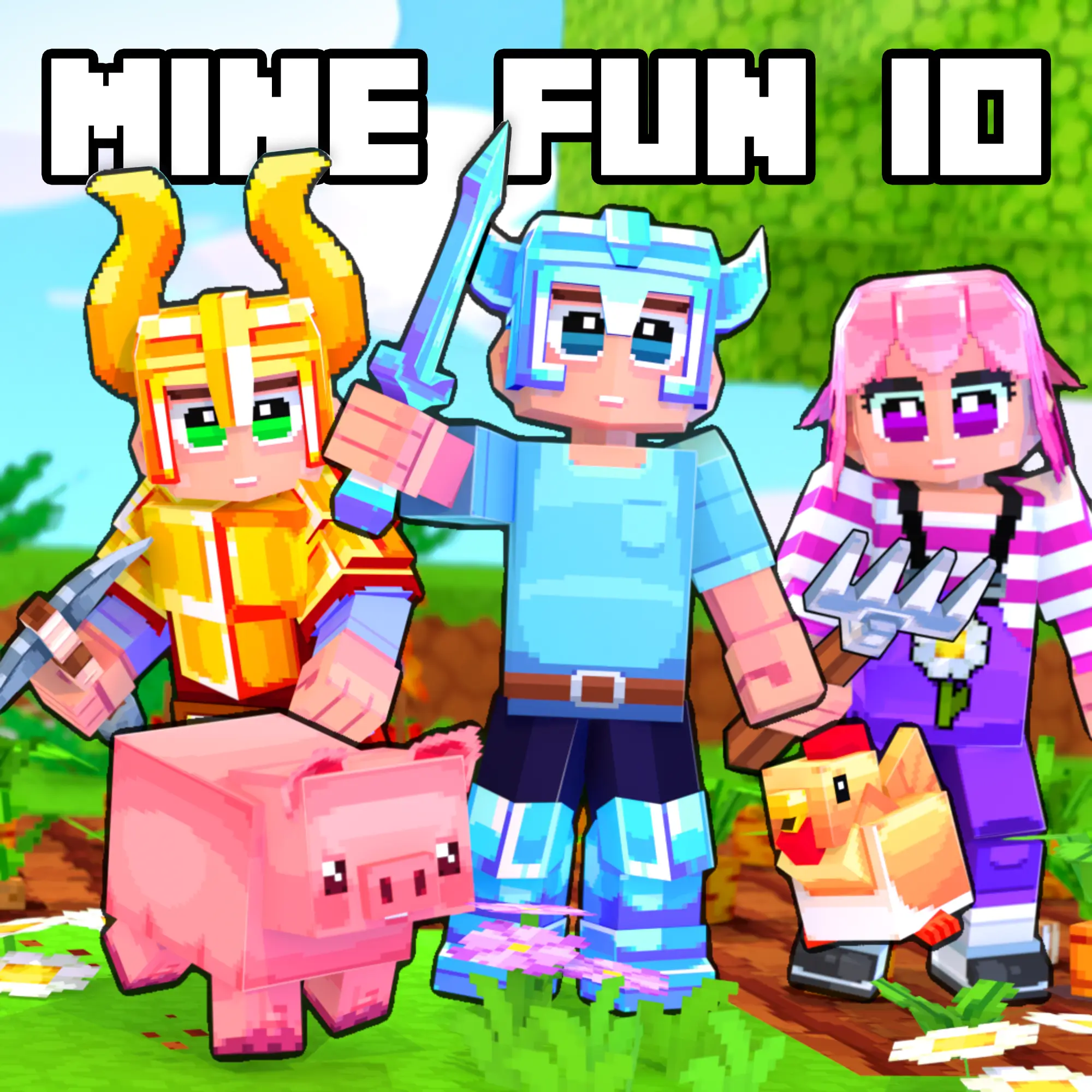 MineFun.io character customization and block arena