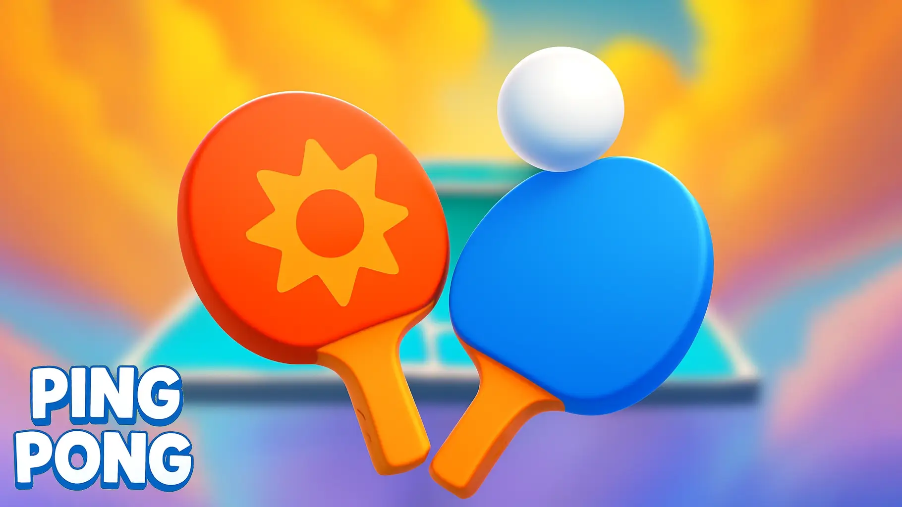 A dynamic action shot from the Ping Pong Go game, showing a paddle about to return a fast-moving ping pong ball.