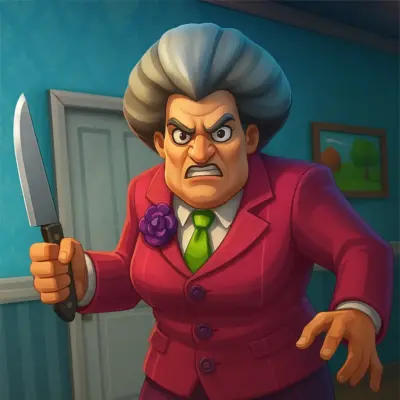 The iconic Scary Teacher, Miss T, looking angry.