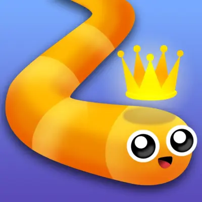 Close-up of Snake.io snake slithering through food pellets