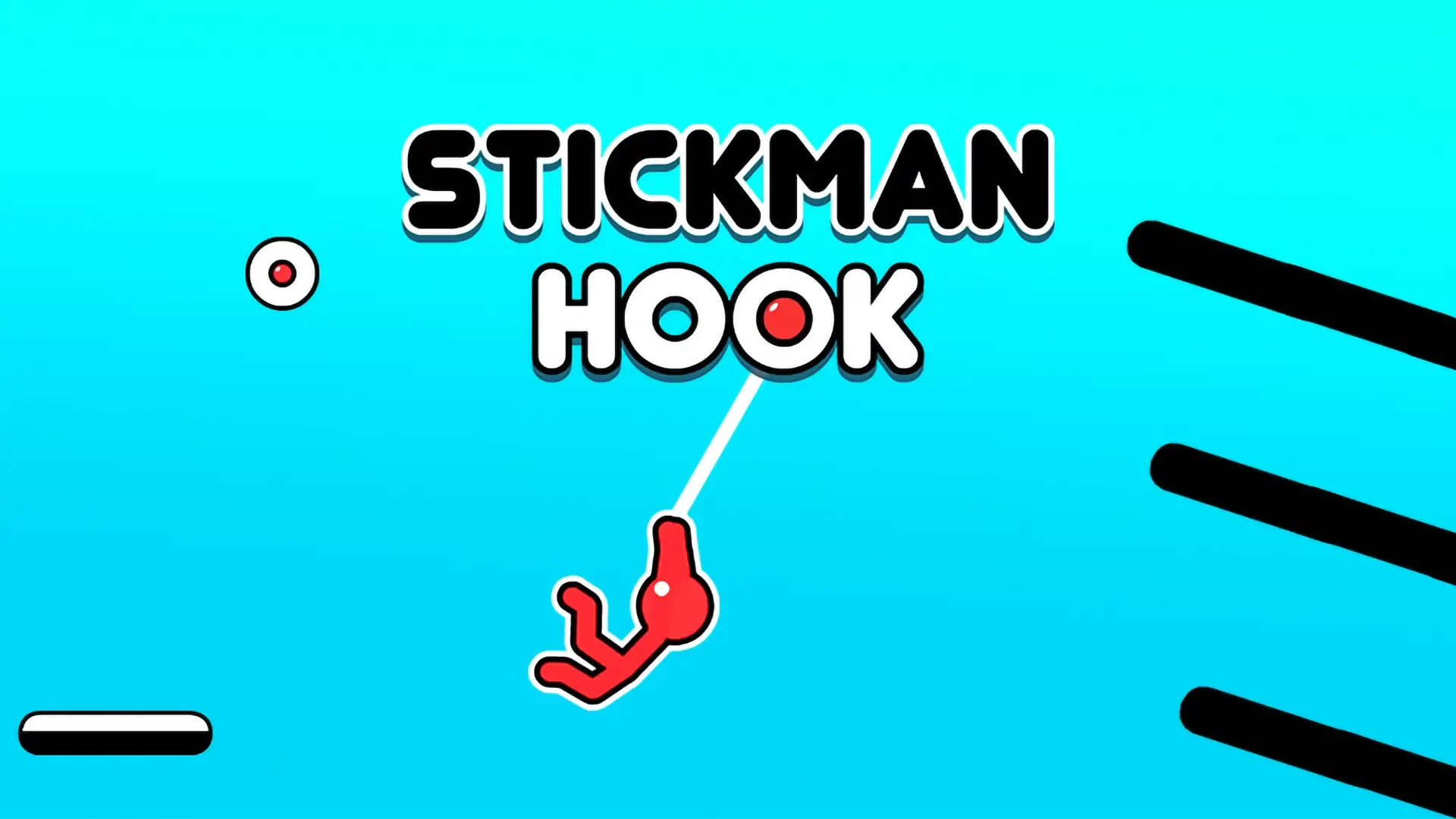 Stickman Hook game cover showing stickman swinging from a hook on blue background