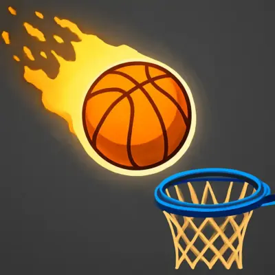 Ball bouncing towards the hoop in Tap Tap Shots basketball game